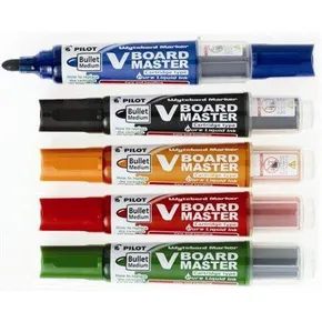 Whiteboard-Marker - Set, 5 Farben, Kegelspitze, 2,3 mm, inklusive Halter und Schwämmen